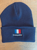Française French flag embroidered Cuffed Beanie for French cultural gifting, cold weather hat Hats La Vie Bien Française French flag embroidered Cuffed Beanie for French cultural gifting, cold weather hat