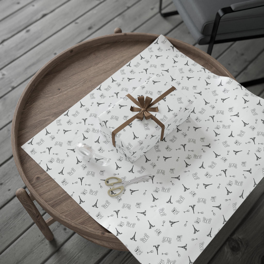 France and Paris themed Wrapping Paper with Eiffel Tower, Arc de Triomphe, wine glasses, Bistro Table & Chairs Home Decor La Vie Bien France and Paris themed Wrapping Paper with Eiffel Tower, Arc de Triomphe, wine glasses, Bistro Table & Chairs