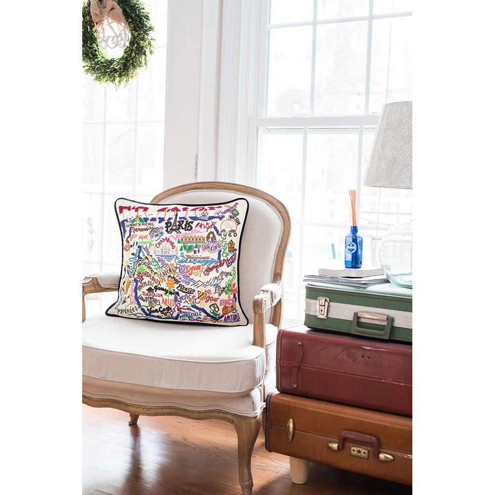 France Hand - Embroidered Pillow Pillows La Vie Bien France Hand - Embroidered Pillow