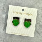 Frankenstein Earrings - Wood Stud Earrings