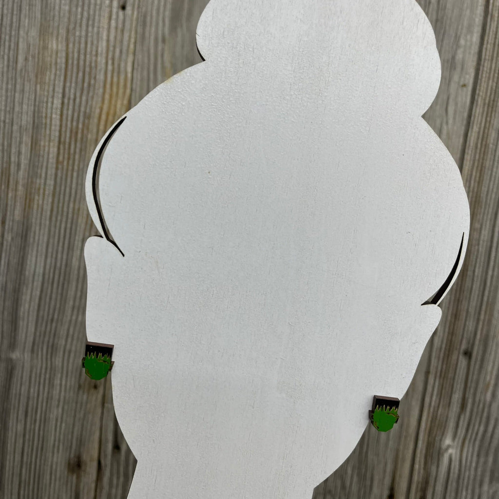 Frankenstein Earrings - Wood Stud Earrings
