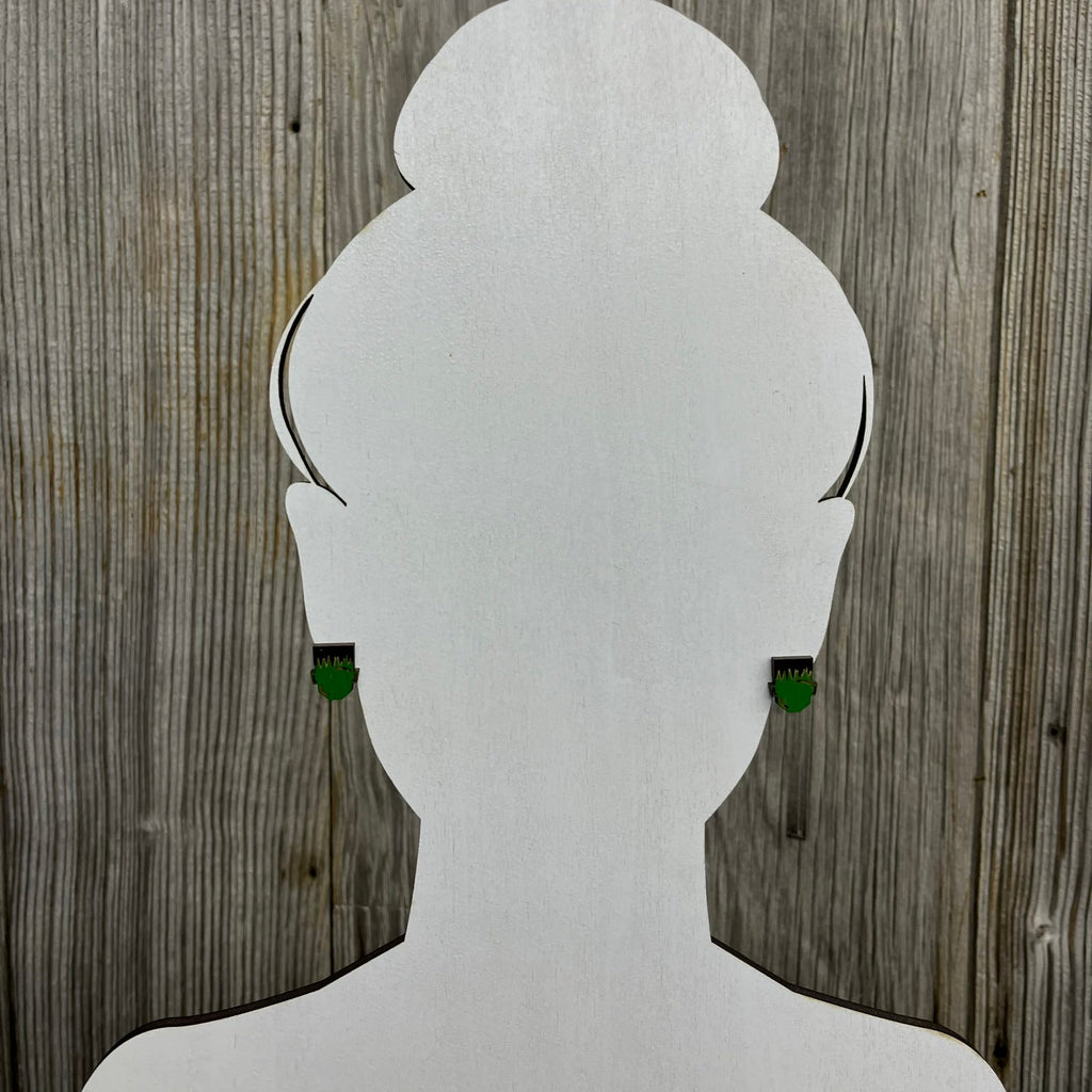 Frankenstein Earrings - Wood Stud Earrings