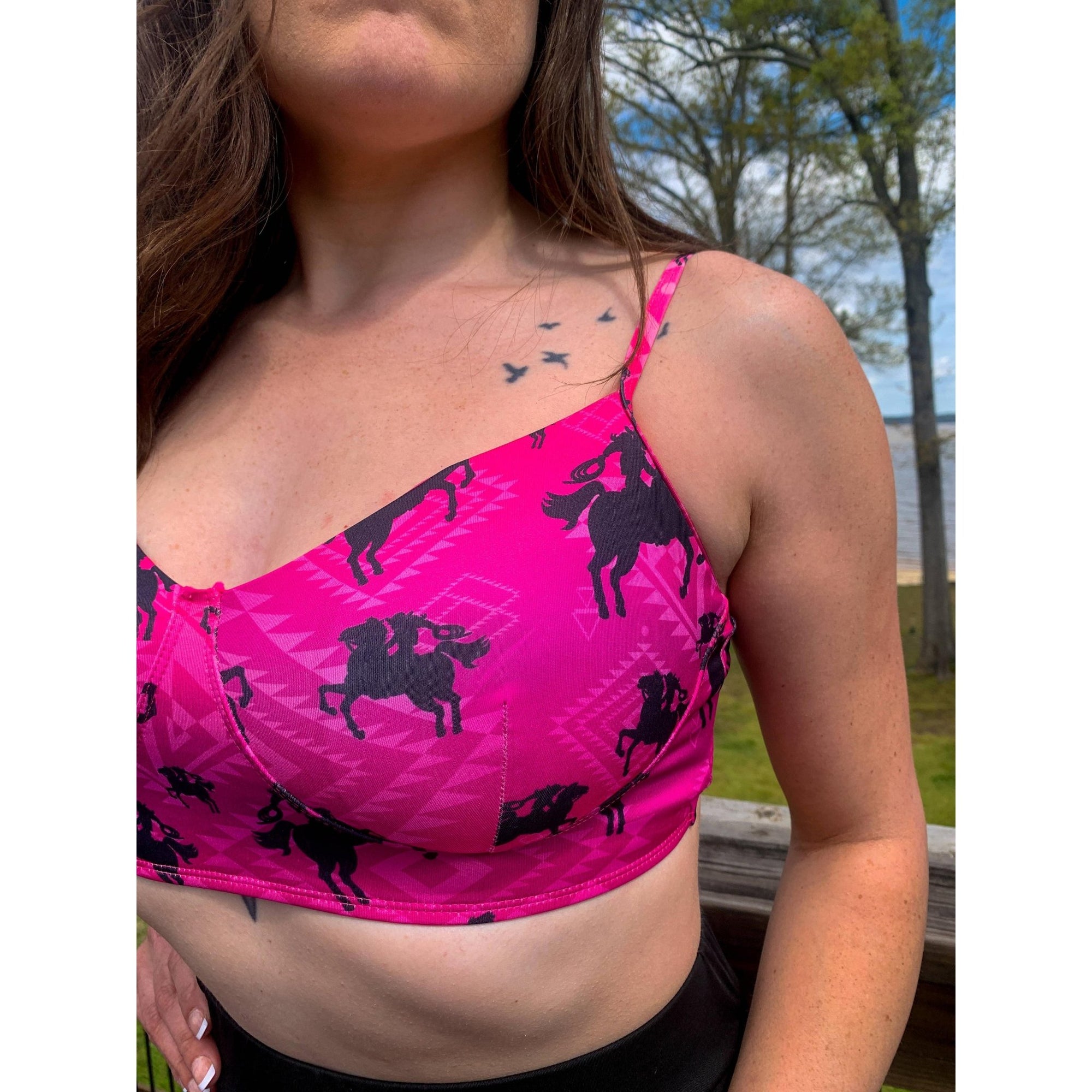 Freeda Spaghetti Strap Bustier Top, Swim, or Athletic Bralette |Serape or Pink Cowgirl [Sizes SM - L]