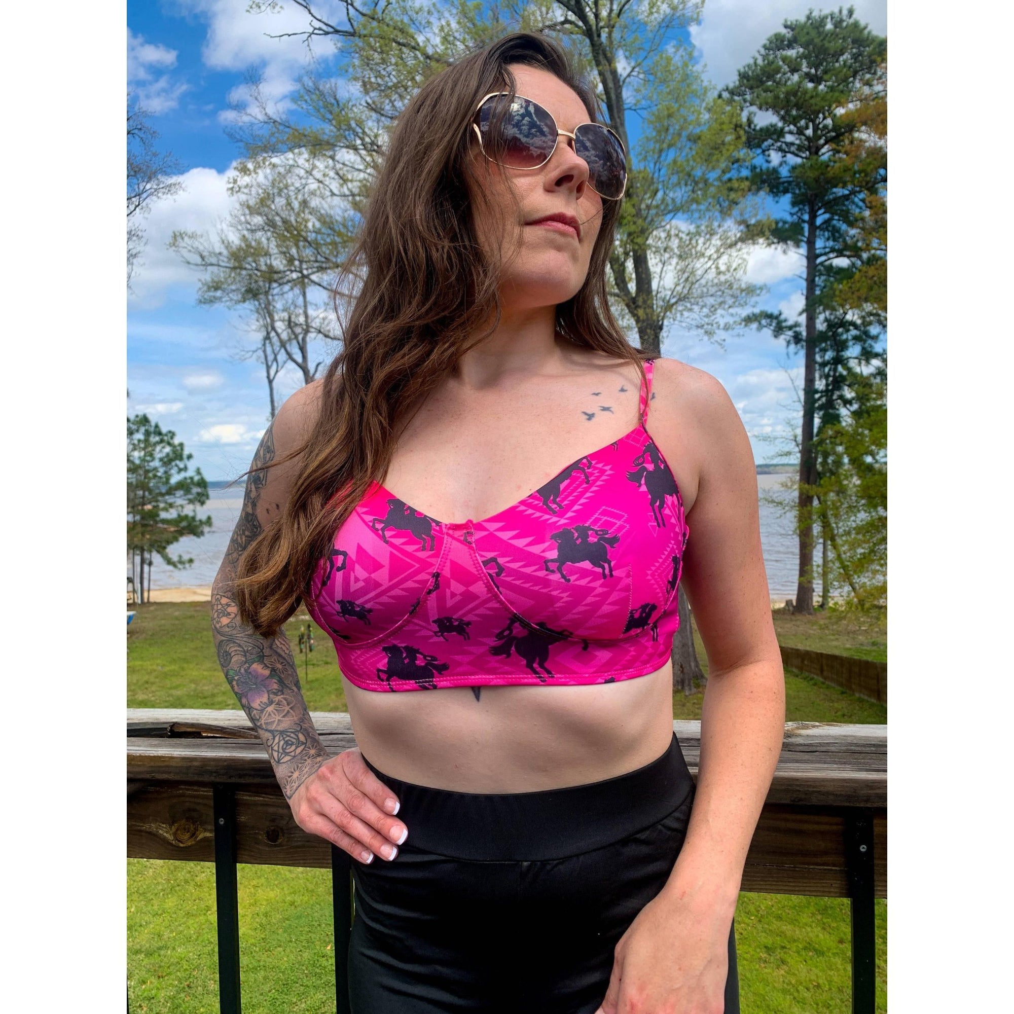 Freeda Spaghetti Strap Bustier Top, Swim, or Athletic Bralette |Serape or Pink Cowgirl [Sizes SM - L]
