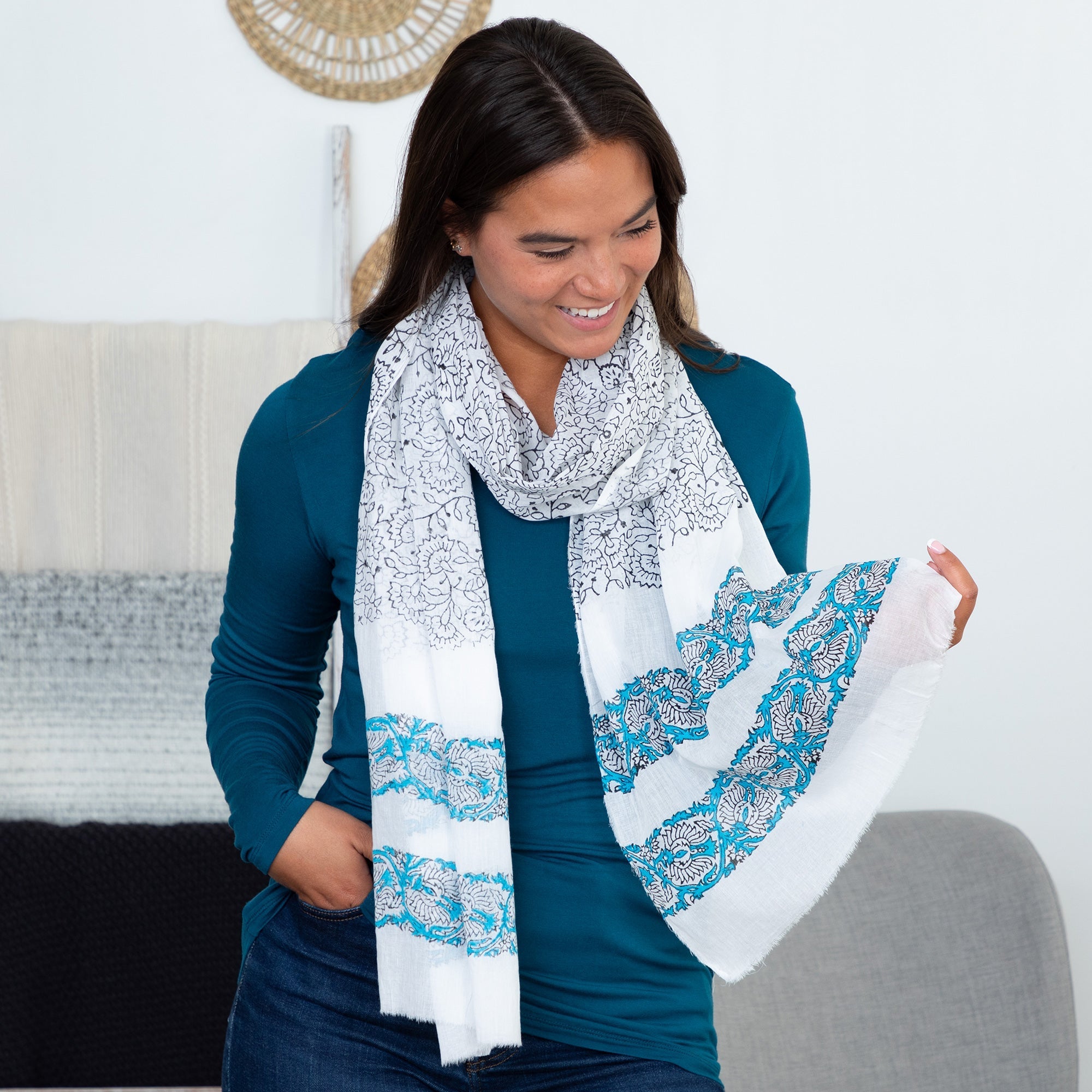 Freedom Fighters Block Print Scarf Scarves & Bandanas La Vie Bien Freedom Fighters Block Print Scarf
