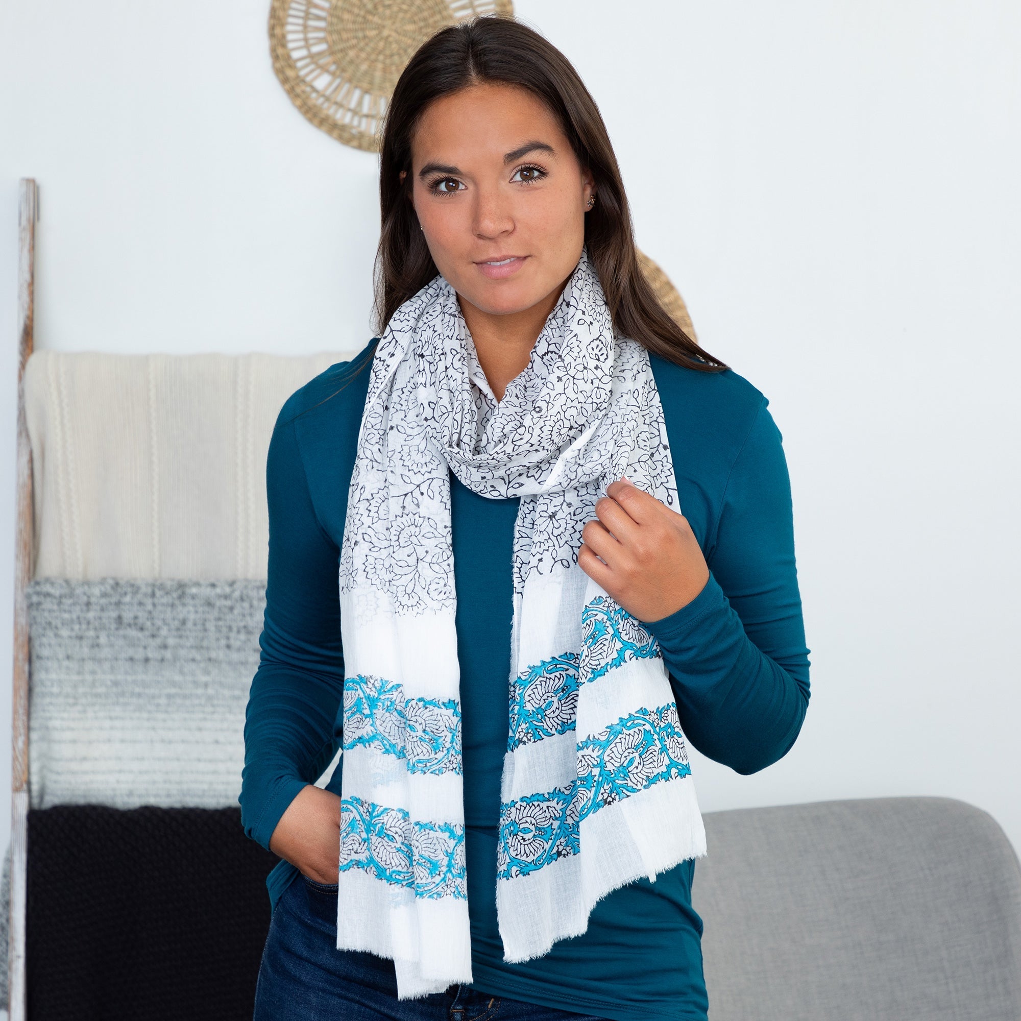 Freedom Fighters Block Print Scarf Scarves & Bandanas La Vie Bien Freedom Fighters Block Print Scarf