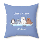 French chers vœux d'hiver Decorative Throw Winter Wishes Pillow, Cute Arctic Animals Home Decor La Vie Bien French chers vœux d'hiver Decorative Throw Winter Wishes Pillow, Cute Arctic Animals