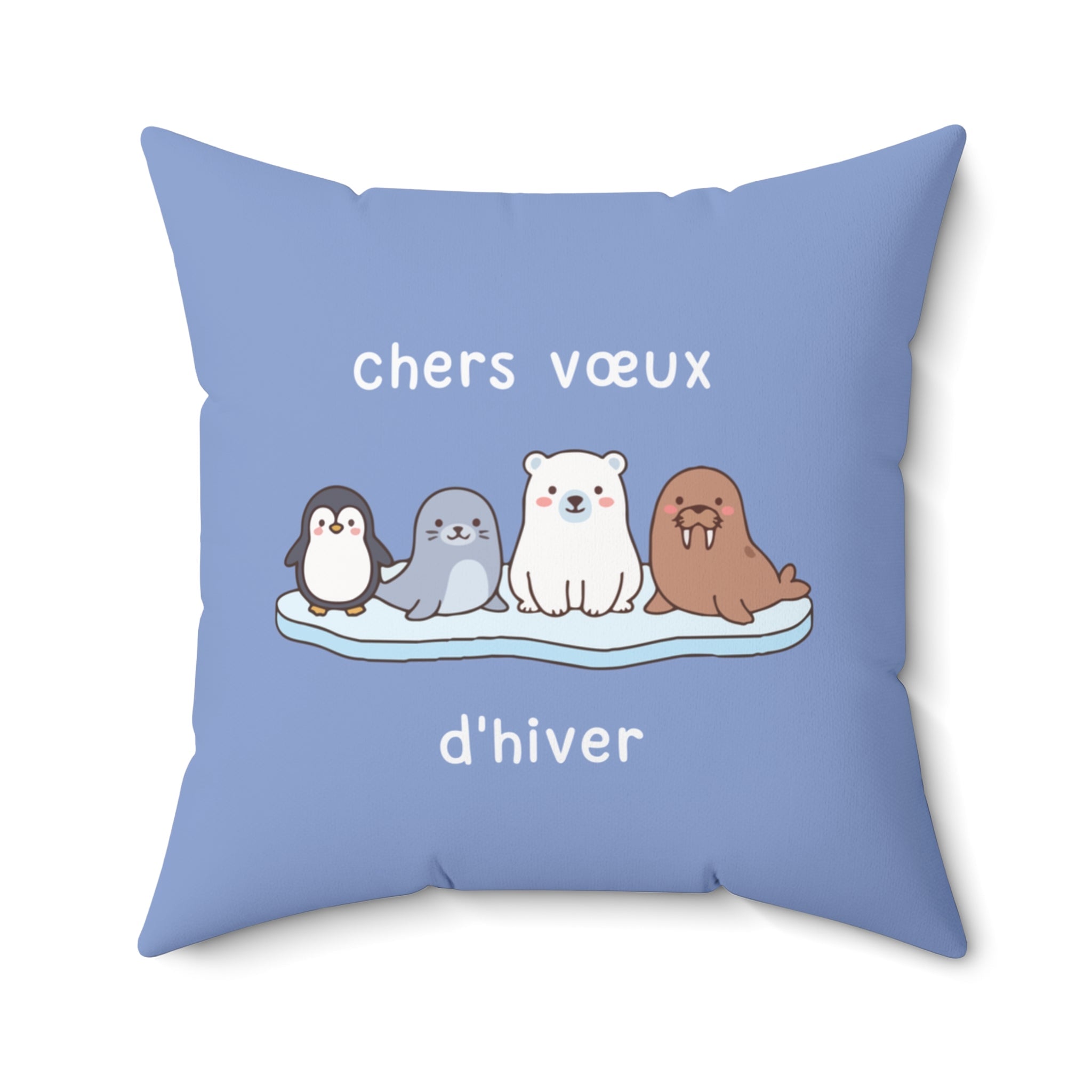 French chers vœux d'hiver Decorative Throw Winter Wishes Pillow, Cute Arctic Animals Home Decor La Vie Bien French chers vœux d'hiver Decorative Throw Winter Wishes Pillow, Cute Arctic Animals