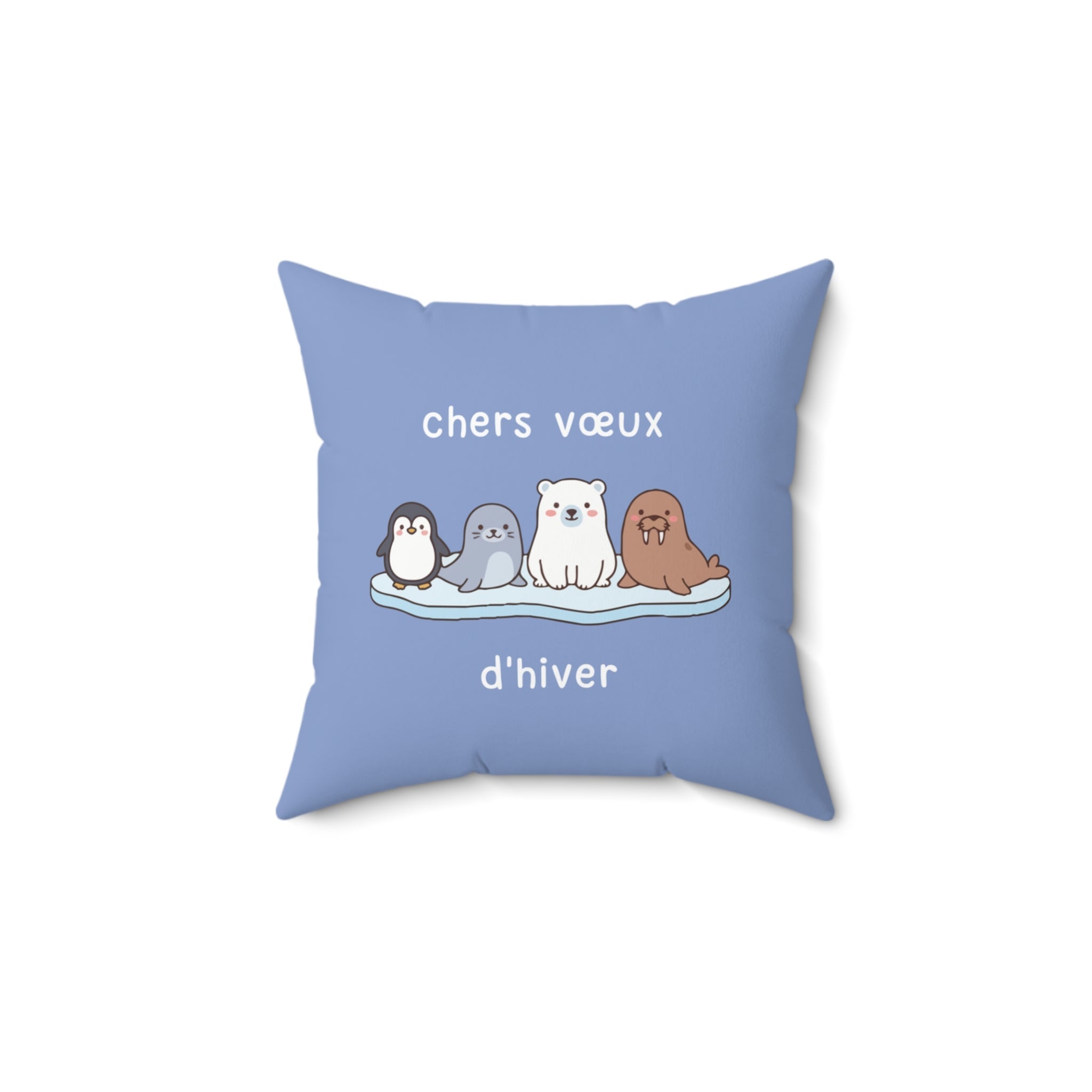 French chers vœux d'hiver Decorative Throw Winter Wishes Pillow, Cute Arctic Animals Home Decor La Vie Bien French chers vœux d'hiver Decorative Throw Winter Wishes Pillow, Cute Arctic Animals
