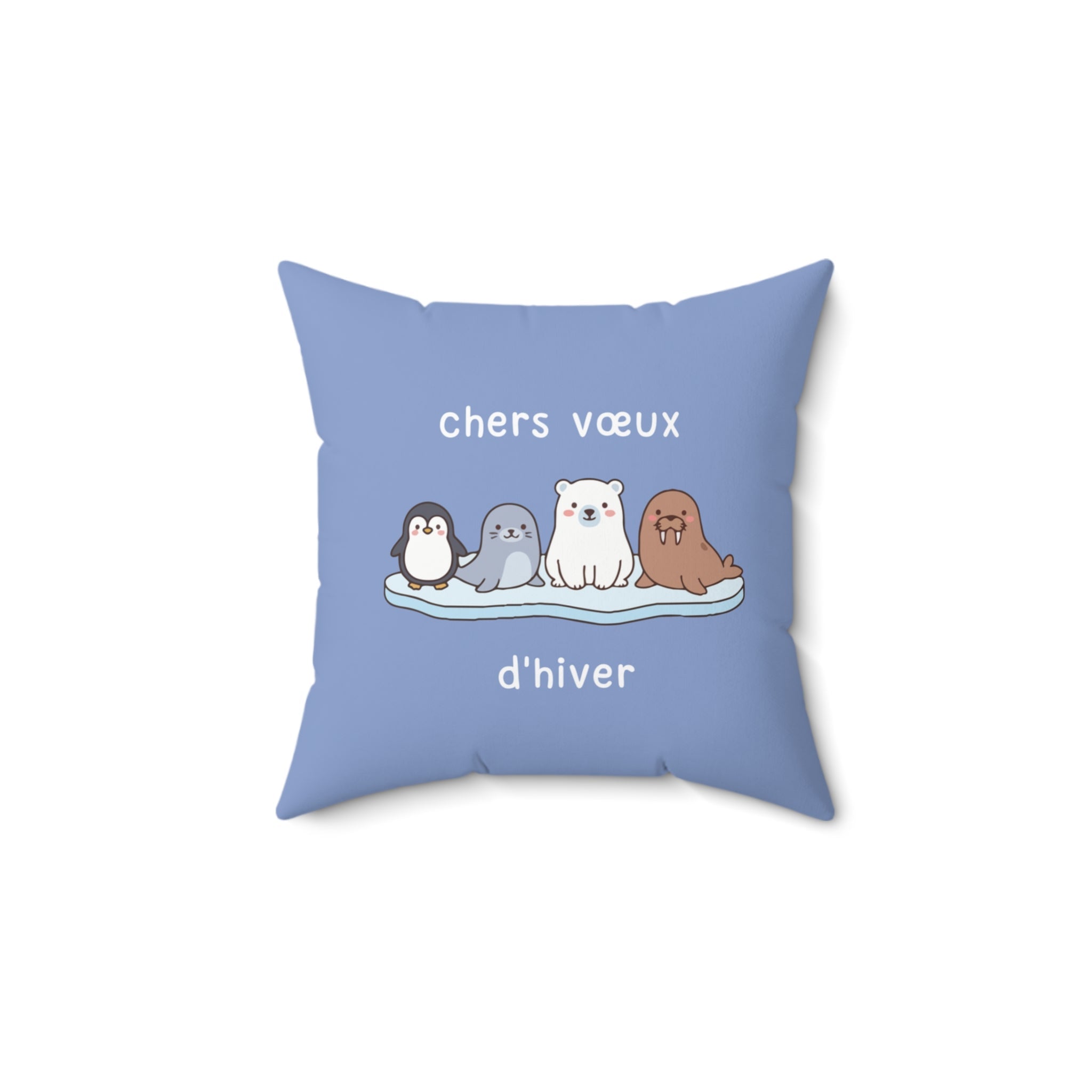 French chers vœux d'hiver Decorative Throw Winter Wishes Pillow, Cute Arctic Animals Home Decor La Vie Bien French chers vœux d'hiver Decorative Throw Winter Wishes Pillow, Cute Arctic Animals