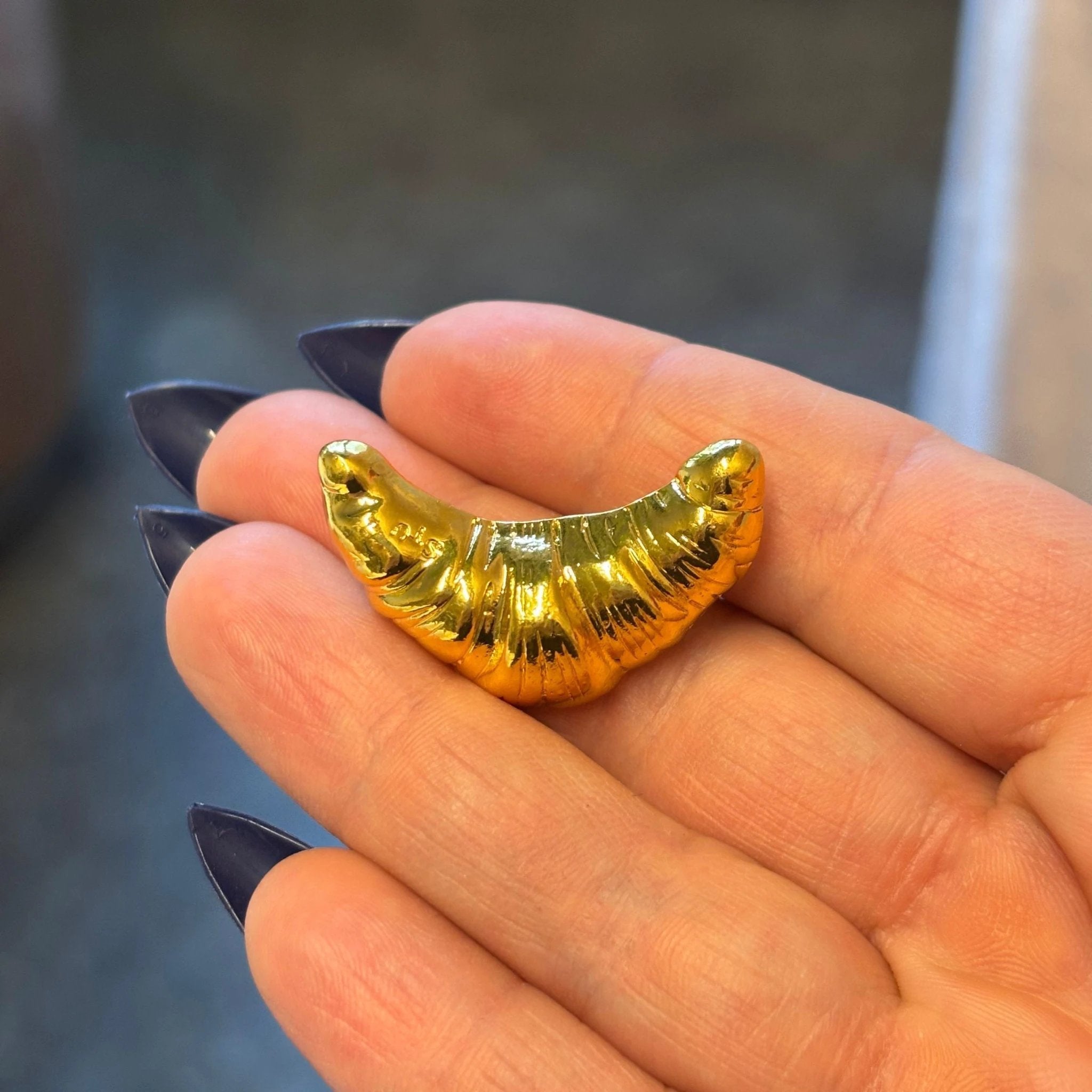 French Croissant Brooch in Gold & Silver 1.4" Metal Pin for Food Lovers by The Bullish Store