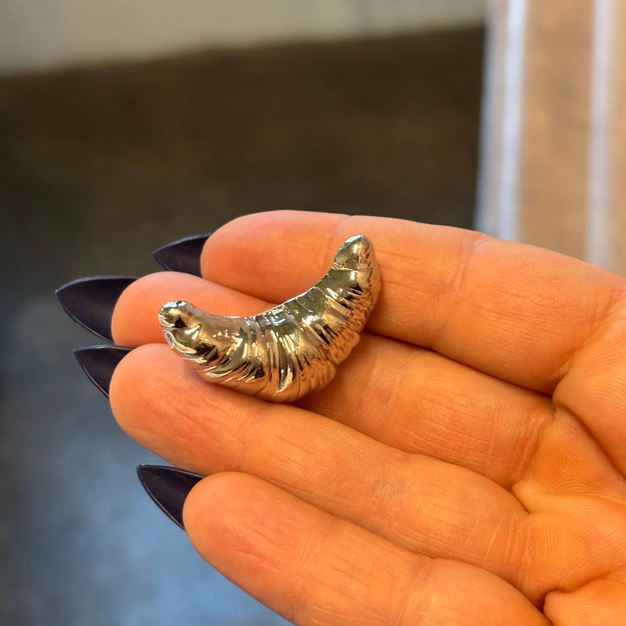 French Croissant Brooch in Gold & Silver 1.4" Metal Pin for Food Lovers by The Bullish Store
