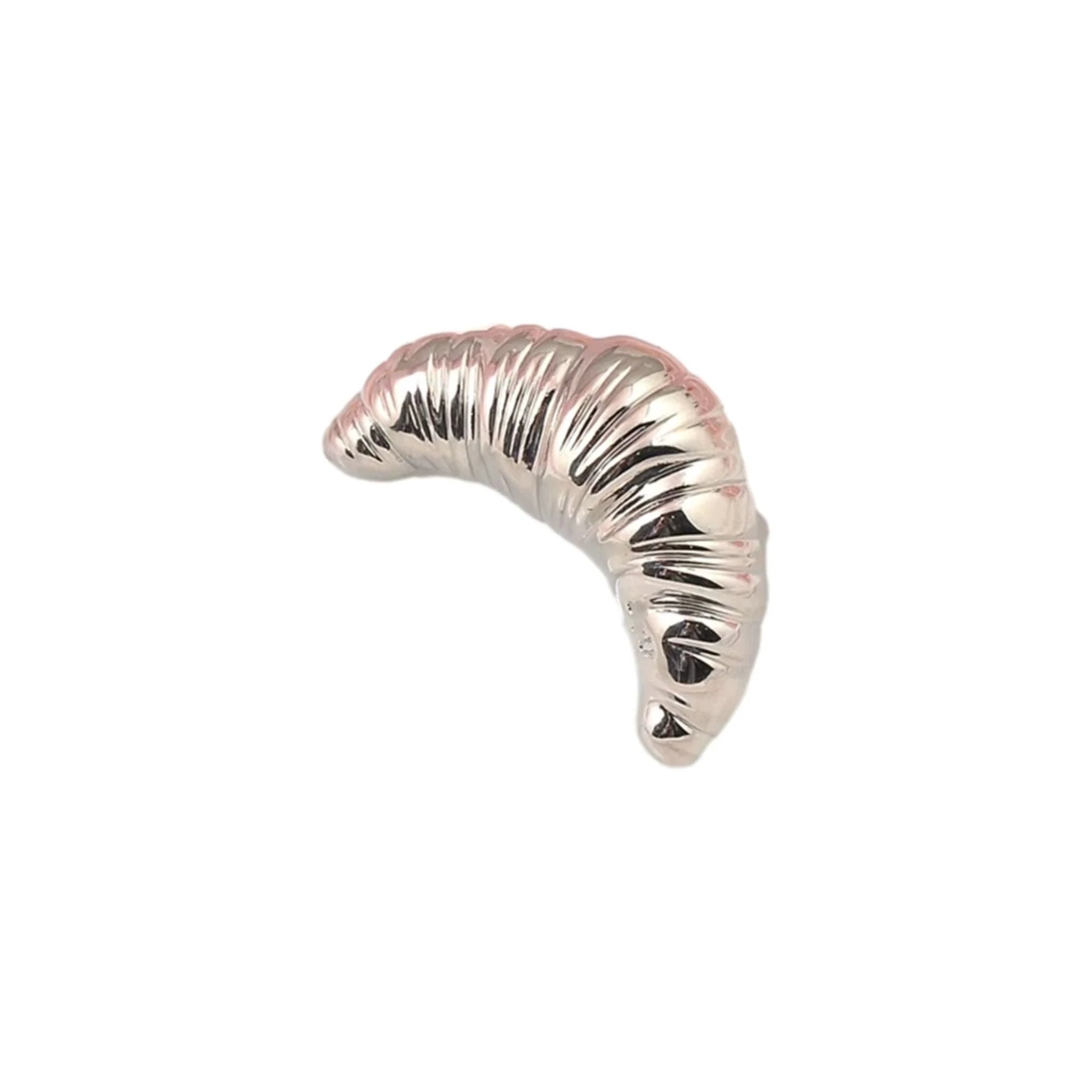 French Croissant Brooch in Gold & Silver 1.4" Metal Pin for Food Lovers by The Bullish Store