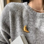 French Croissant Brooch in Gold & Silver 1.4" Metal Pin for Food Lovers by The Bullish Store