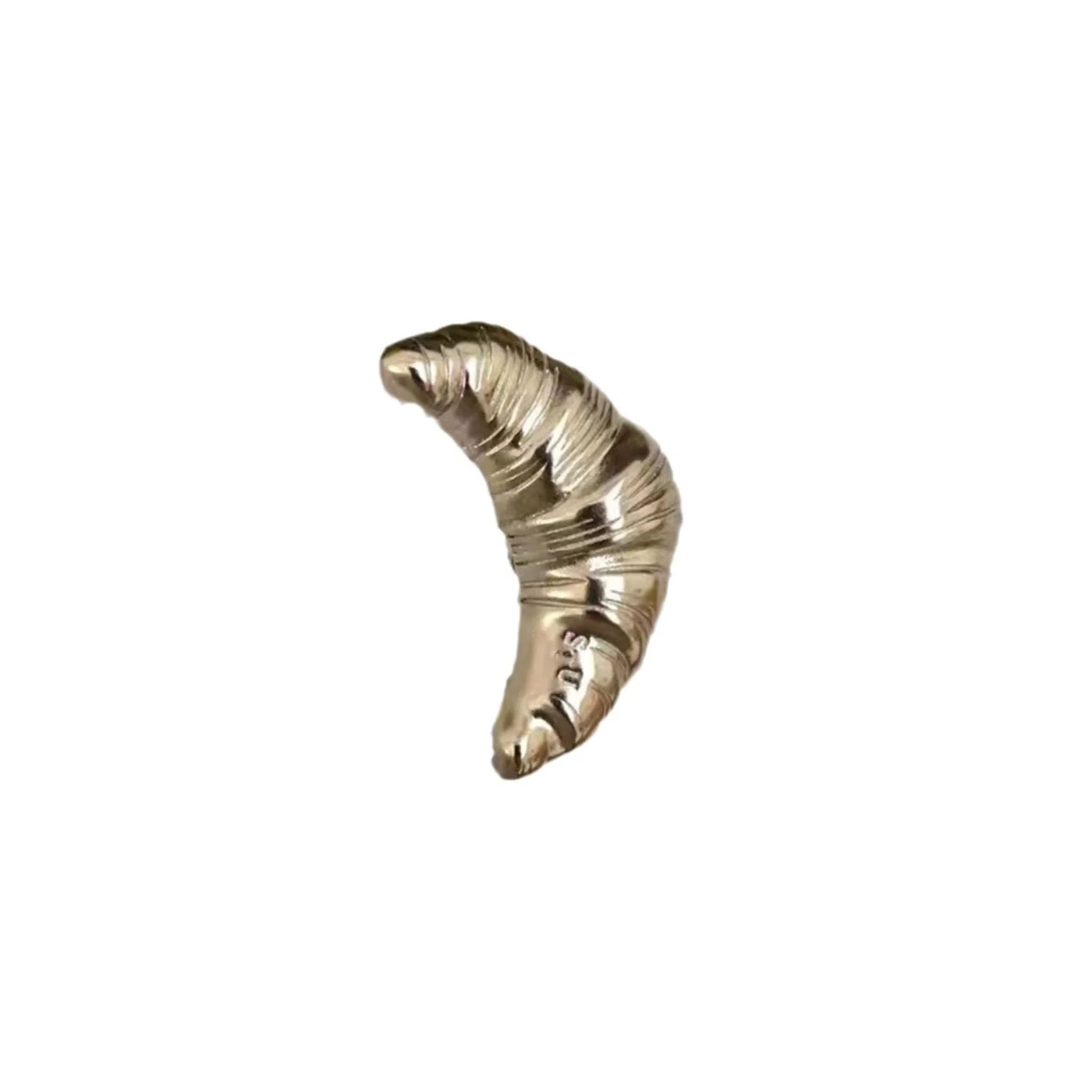 French Croissant Brooch in Gold & Silver 1.4" Metal Pin for Food Lovers by The Bullish Store