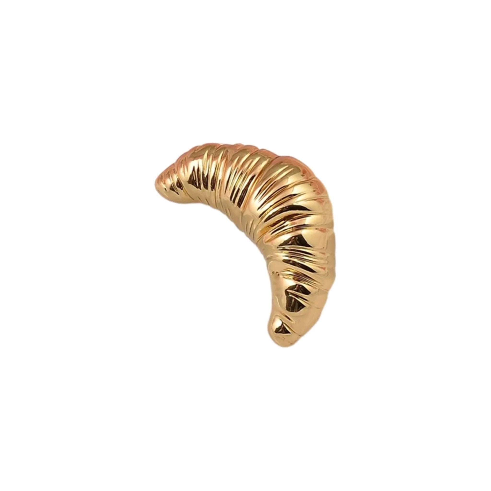 French Croissant Brooch in Gold & Silver 1.4" Metal Pin for Food Lovers by The Bullish Store