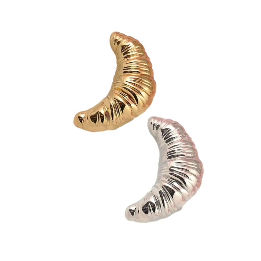 French Croissant Brooch in Gold & Silver 1.4" Metal Pin for Food Lovers by The Bullish Store