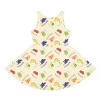 French Fruits Pattern children's Sundress, peaches kiwi bananas grapes girls sleeveless dress by Printify