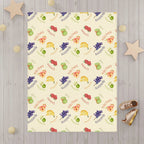 French Fruits Pattern Toddler Blanket, Banana, Kiwi, Grape, Strawberry by Printify