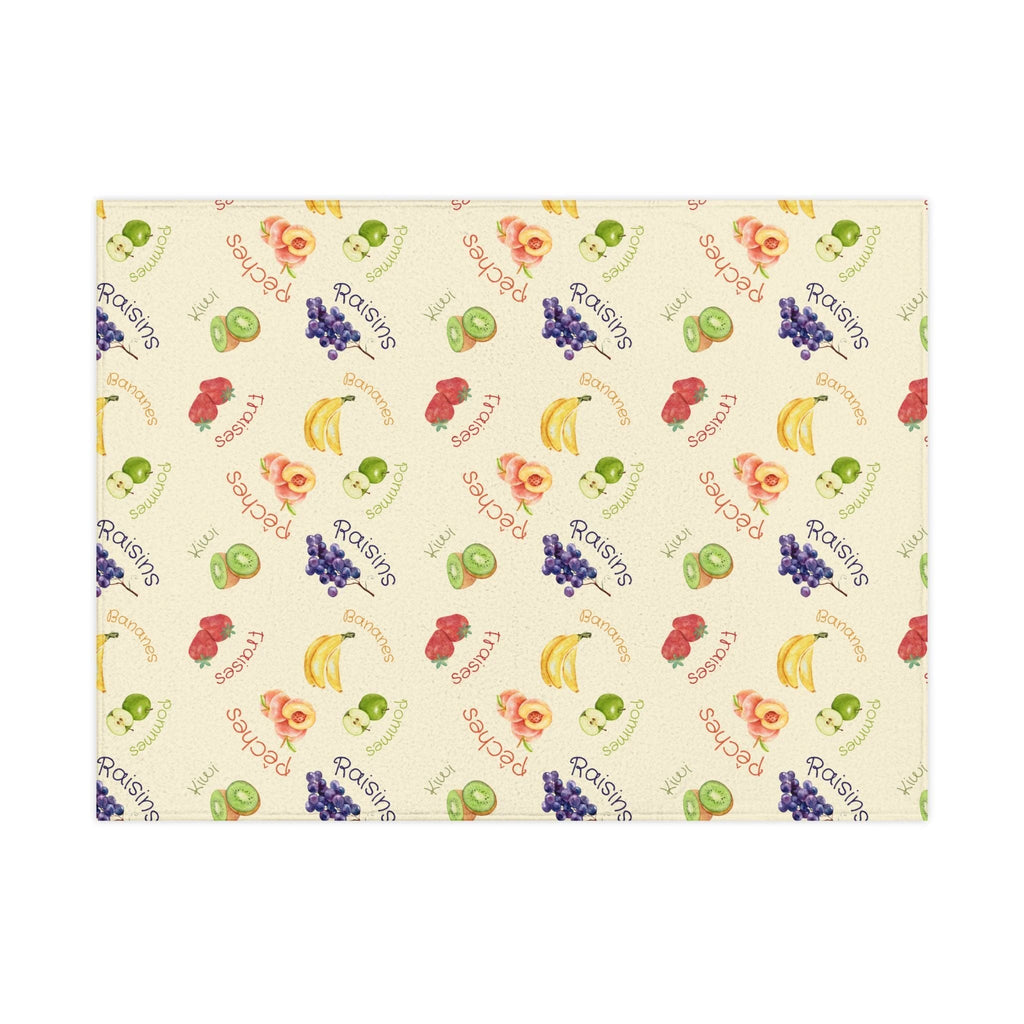 French Fruits Pattern Toddler Blanket, Banana, Kiwi, Grape, Strawberry by Printify