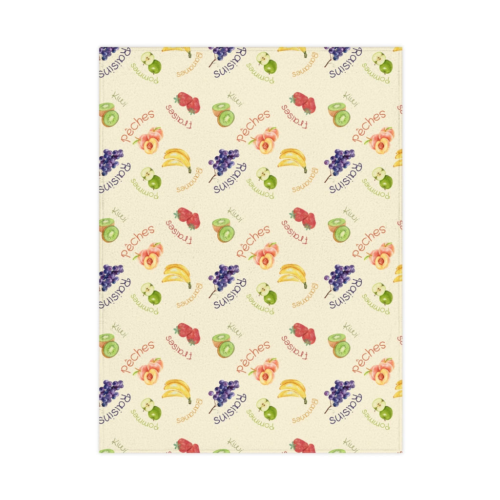 French Fruits Pattern Toddler Blanket, Banana, Kiwi, Grape, Strawberry by Printify