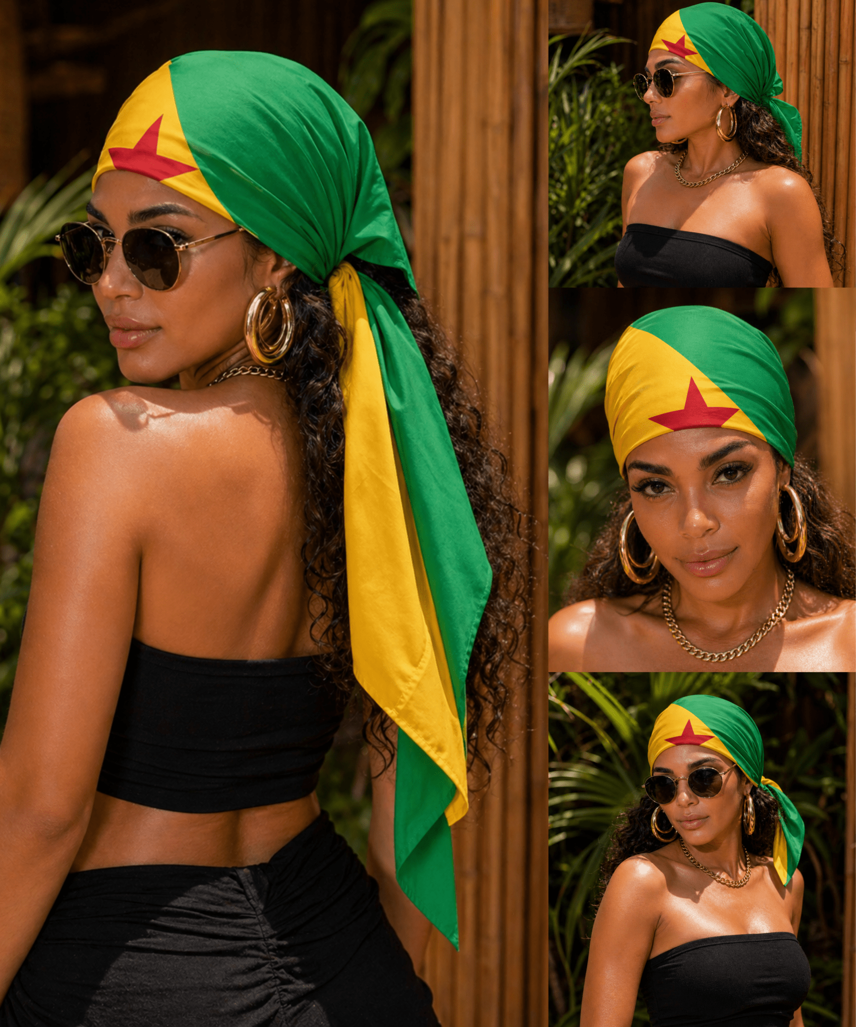 French Guiana Flag Bandana All-Over Print Bandana La Vie Bien French Guiana Flag Bandana