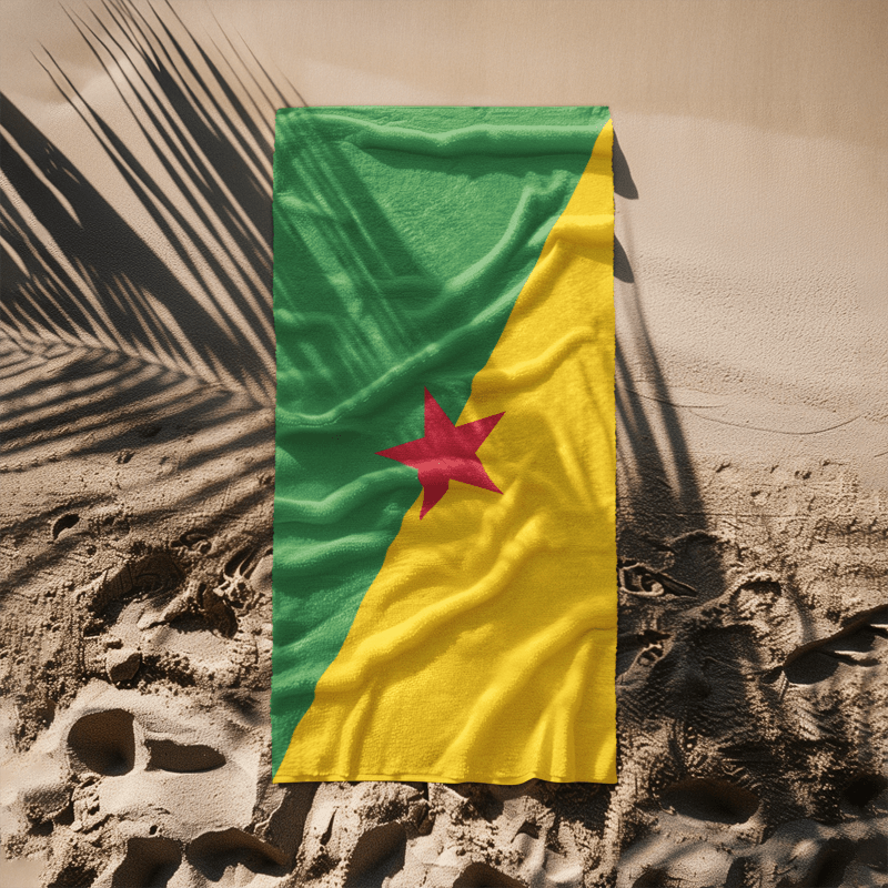 French Guiana Flag Beach Towel Beach Towel (Generic Brand) La Vie Bien French Guiana Flag Beach Towel
