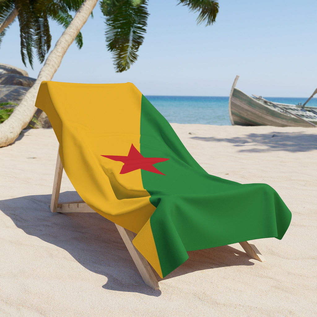French Guiana Flag Beach Towel Beach Towel (Generic Brand) La Vie Bien French Guiana Flag Beach Towel