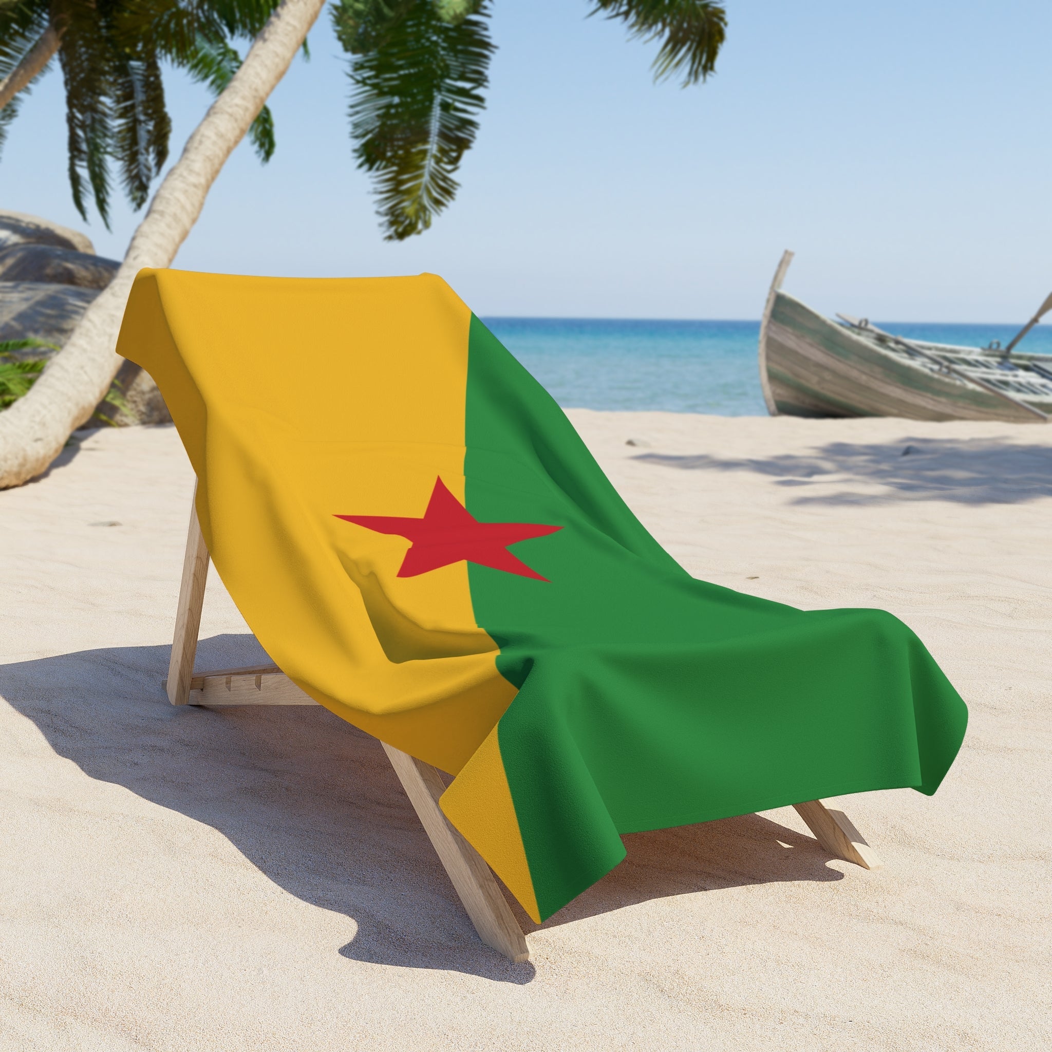 French Guiana Flag Beach Towel Beach Towel (Generic Brand) La Vie Bien French Guiana Flag Beach Towel