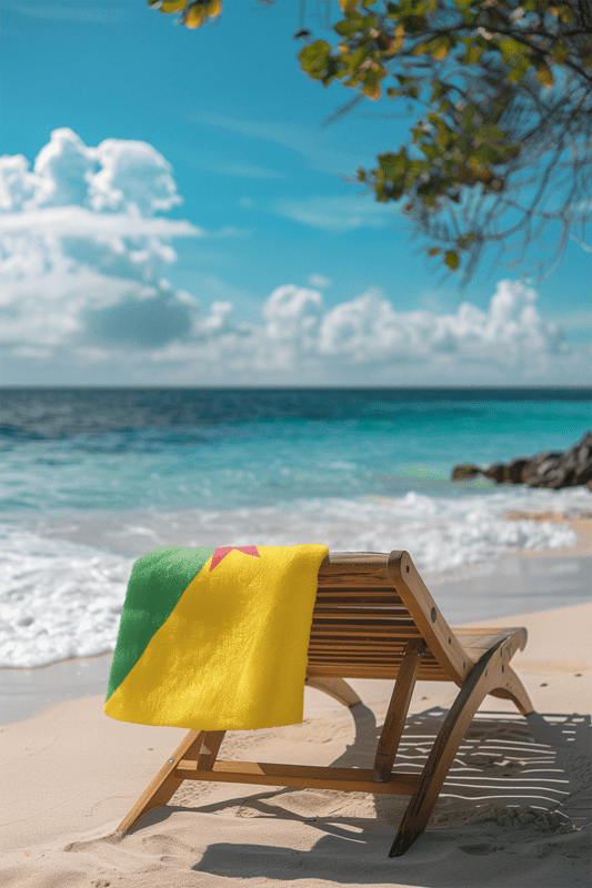 French Guiana Flag Beach Towel Beach Towel (Generic Brand) La Vie Bien French Guiana Flag Beach Towel