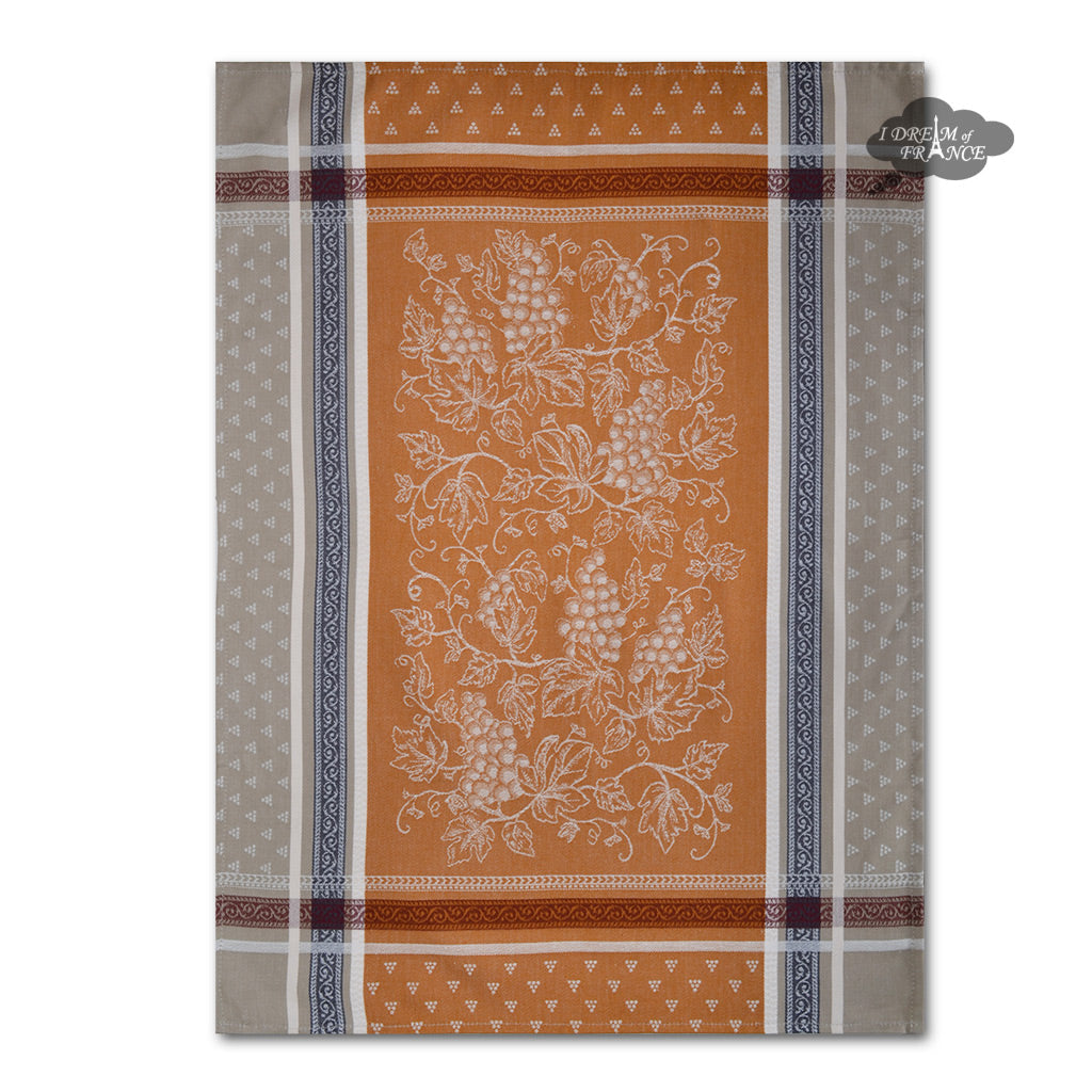 French kitchen towel - Jacquard cotton - Reversible - Winery caramel | Tissus Toselli