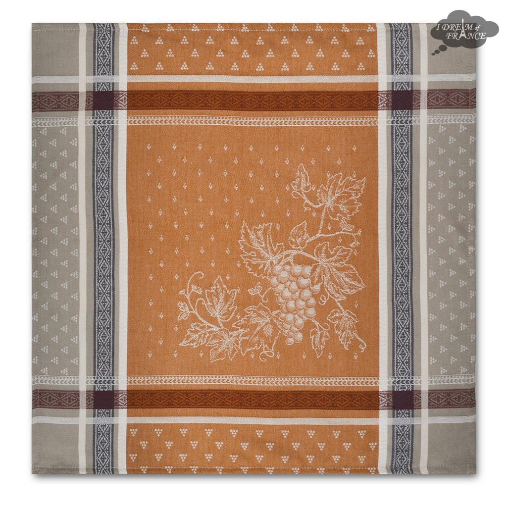 French Jacquard napkin - Cotton - Winery caramel - Tissus Toselli