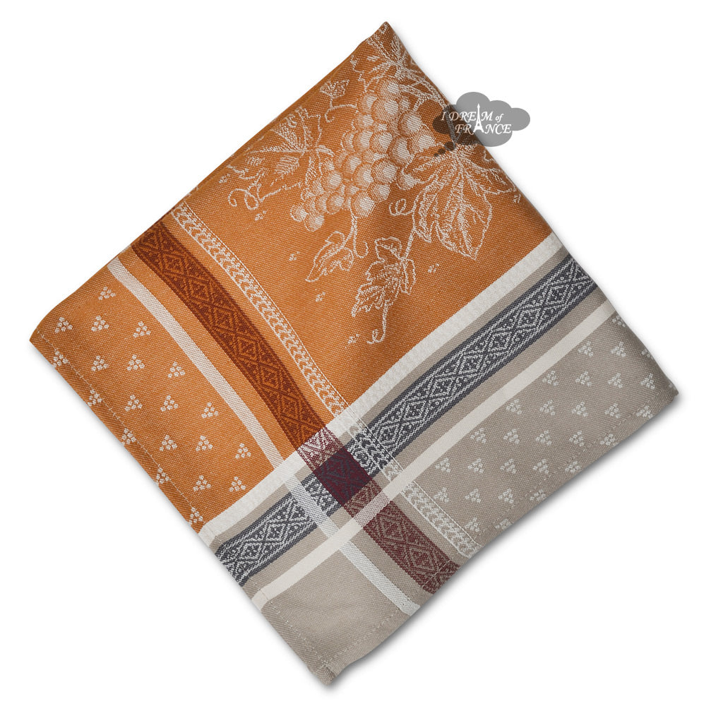 French Jacquard napkin - Cotton - Winery caramel - Tissus Toselli