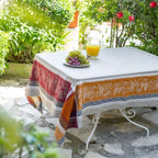 French Jacquard tablecloth - Cotton - Stain resistant - Square - Winery caramel | Tissus Toselli