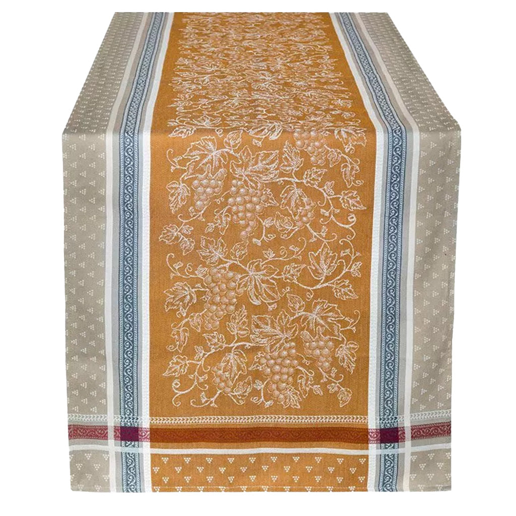 French jacquard table runner - Cotton - Rectangular - Winery carmel | Tissus Toselli
