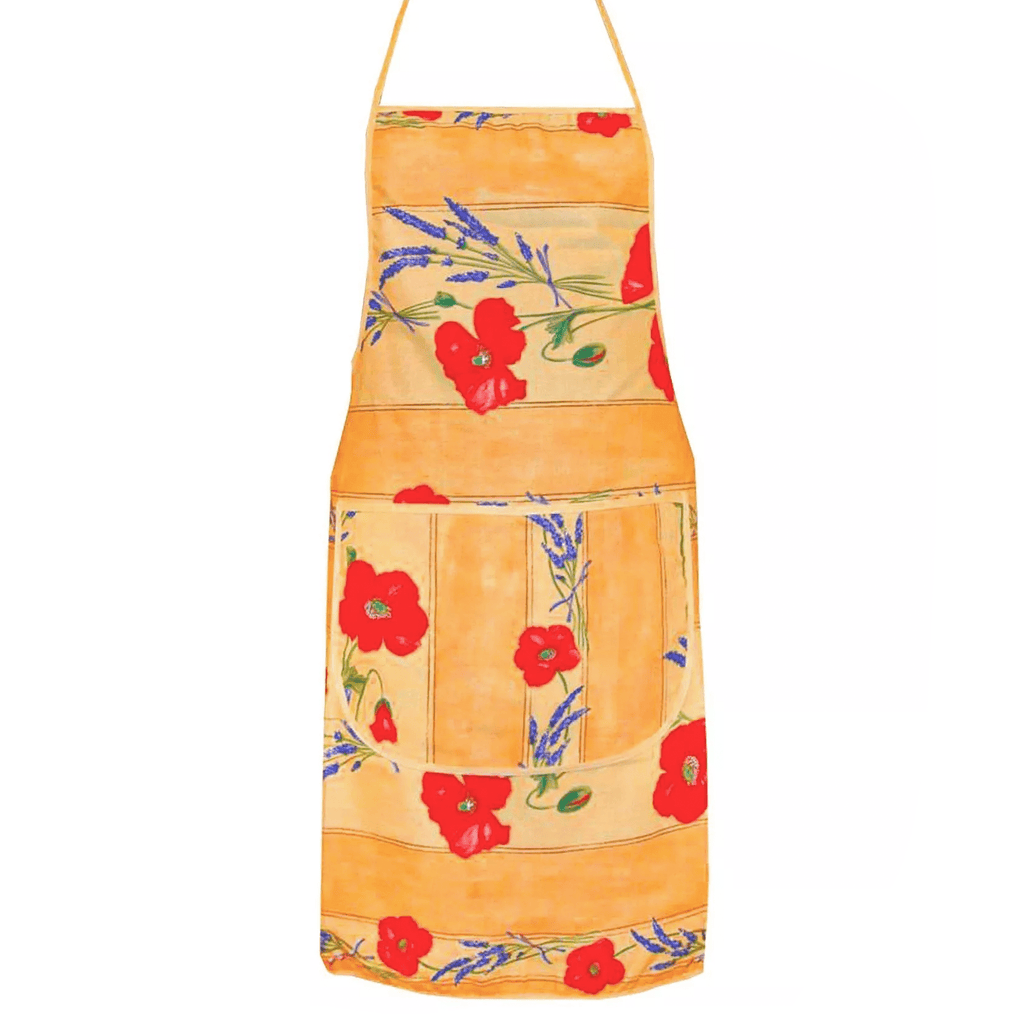 French kitchen apron - 100% Cotton - Poppies yellow | Tissus Toselli Apron La Vie Bien French kitchen apron - 100% Cotton - Poppies yellow | Tissus Toselli