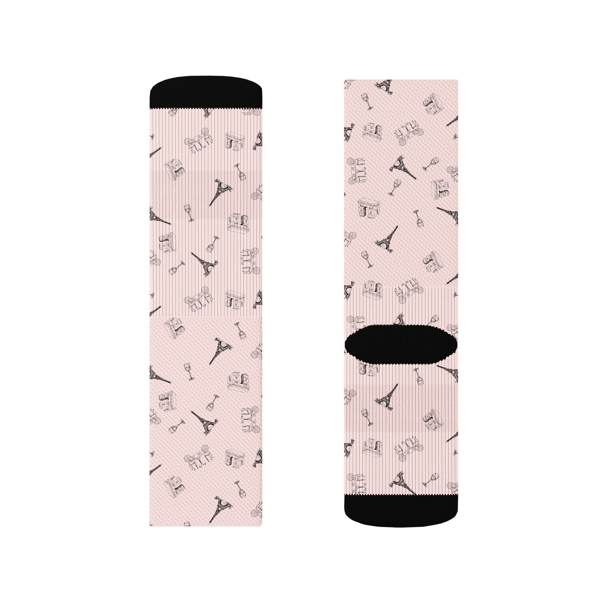 French landmarks rose pink Crew socks