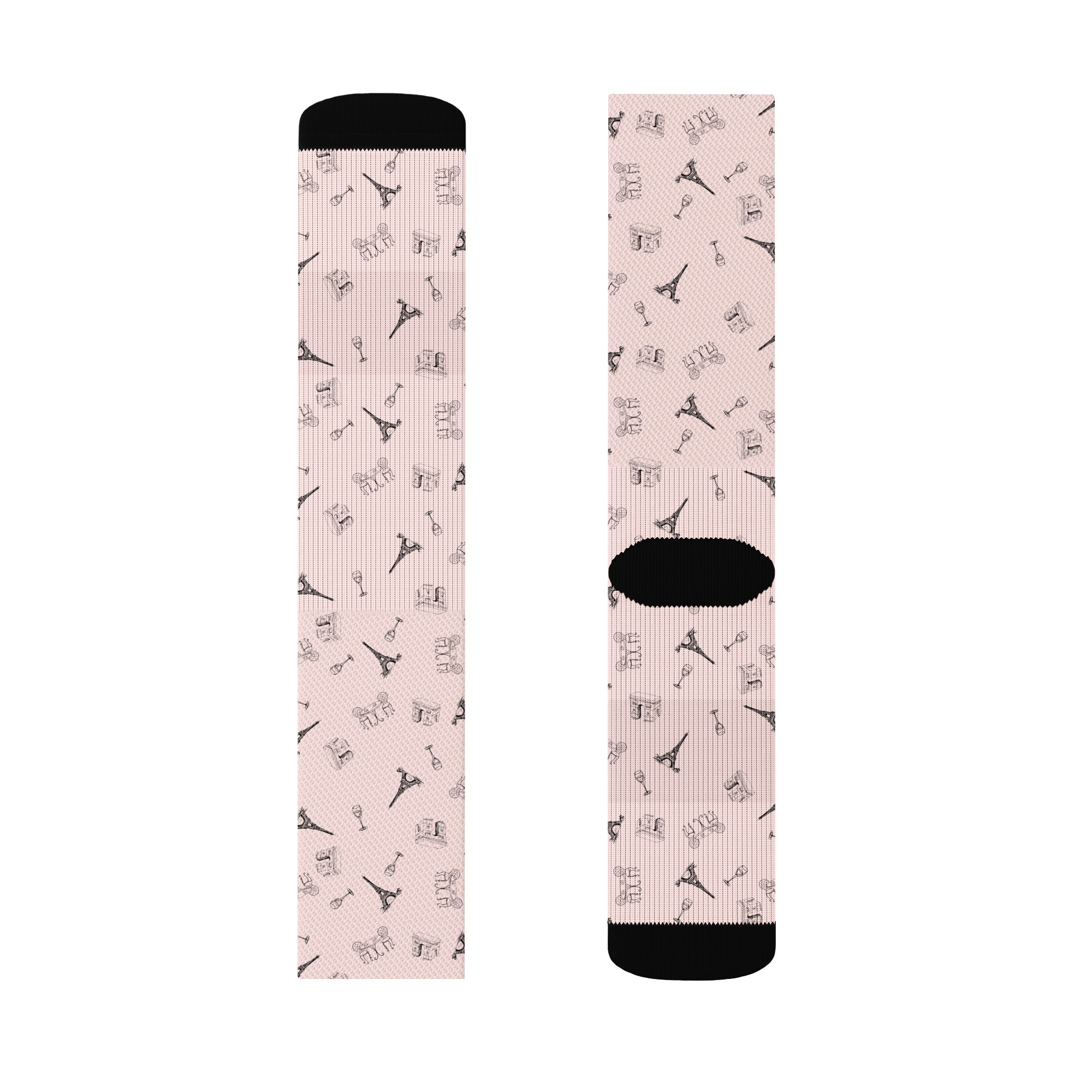 French landmarks rose pink Crew socks