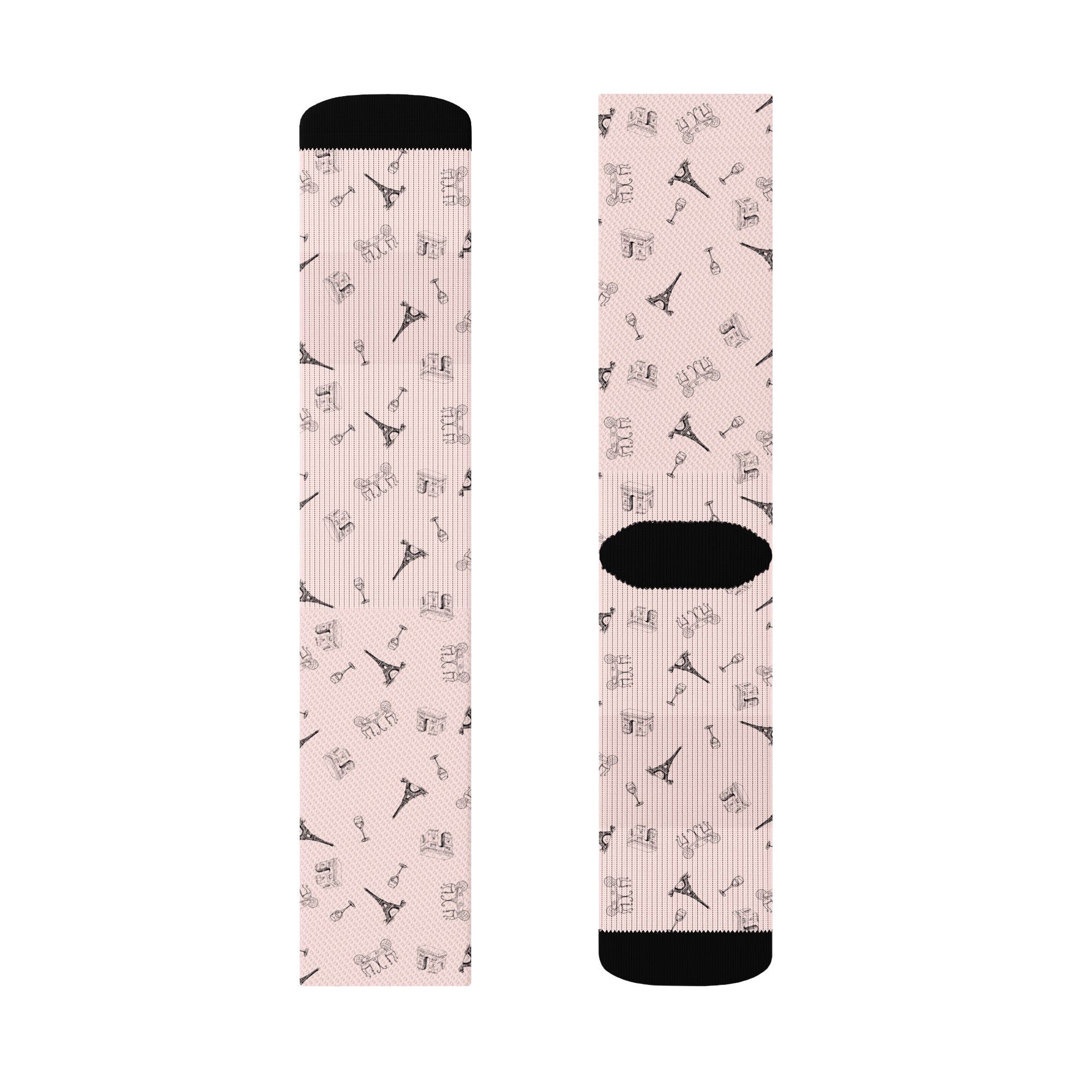 French landmarks rose pink Crew socks