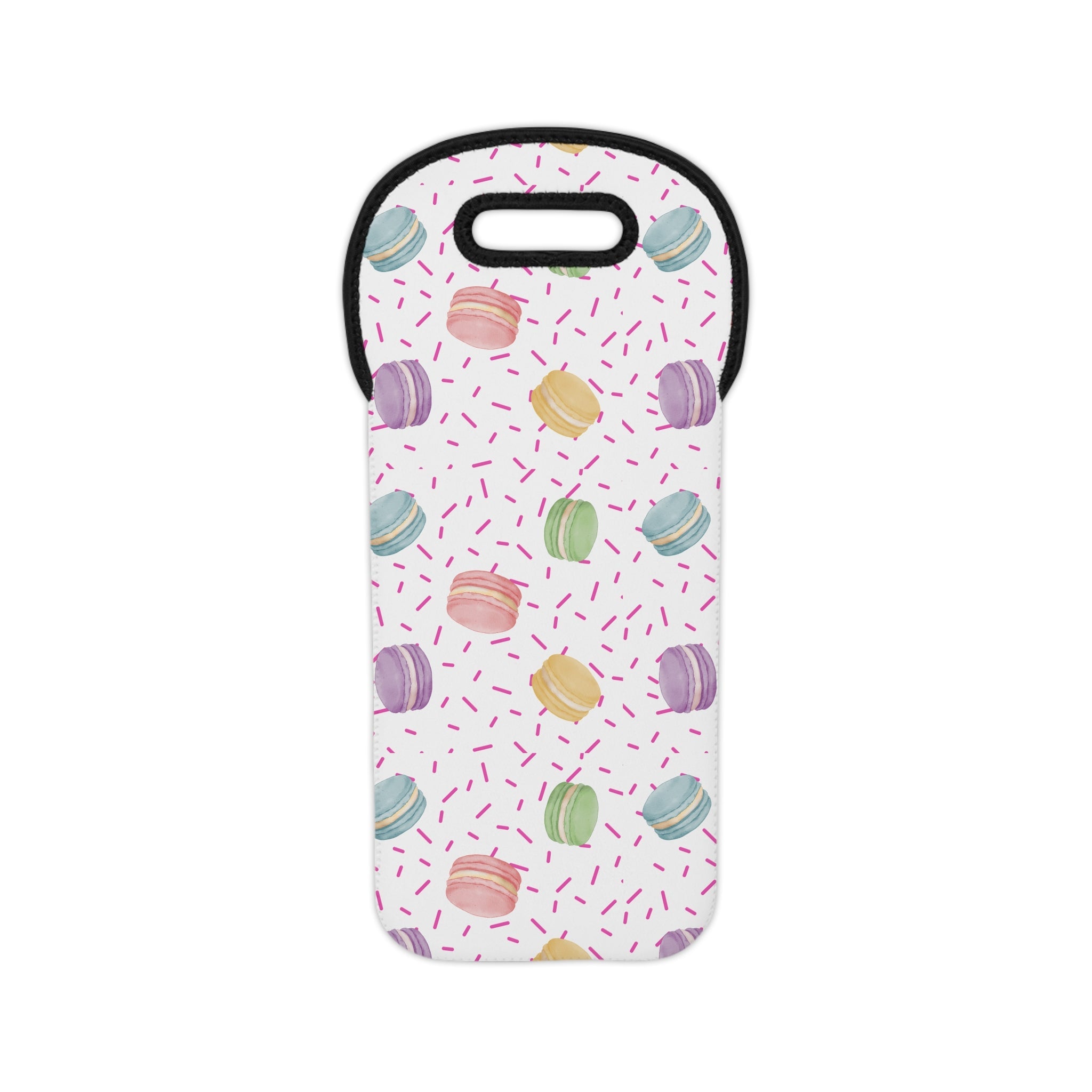 French Macaron Pattern Wine Tote Bag – Insulated Bottle Carrier for Picnics & Gifts Accessories La Vie Bien French Macaron Pattern Wine Tote Bag – Insulated Bottle Carrier for Picnics & Gifts
