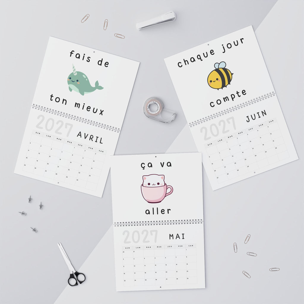 French motivational phrases kawaii Monthly Wall Calendar 2027, Cute Encouragement Calendar Calendar La Vie Bien French motivational phrases kawaii Monthly Wall Calendar 2027, Cute Encouragement Calendar