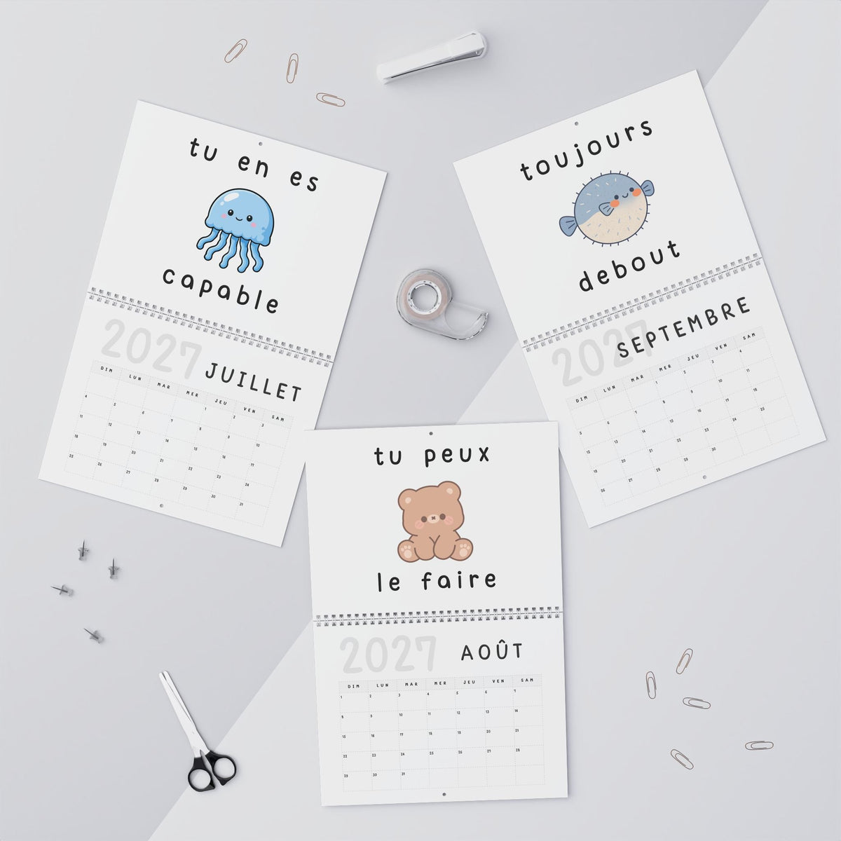 French motivational phrases kawaii Monthly Wall Calendar 2027, Cute Encouragement Calendar Calendar La Vie Bien French motivational phrases kawaii Monthly Wall Calendar 2027, Cute Encouragement Calendar