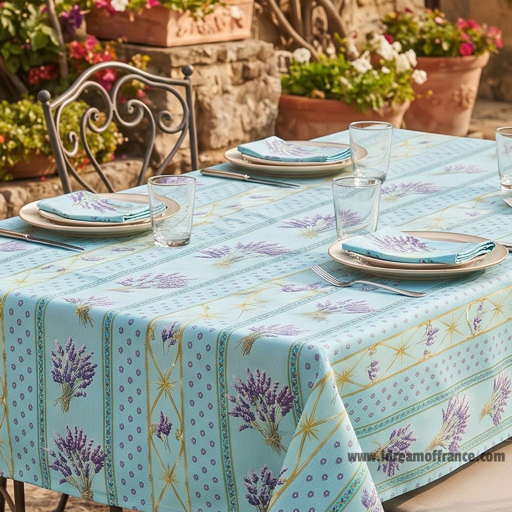 French Provencal napkin - Cotton - Lavender blue | Le Cluny Napkin La Vie Bien French Provencal napkin - Cotton - Lavender blue | Le Cluny