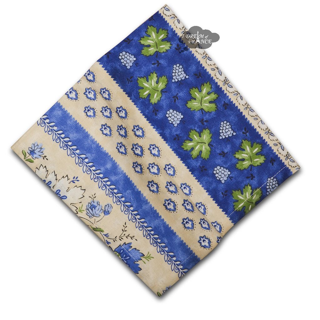 French Provencal napkin - Cotton - Monaco beige & blue | Le Cluny Napkin La Vie Bien French Provencal napkin - Cotton - Monaco beige & blue | Le Cluny