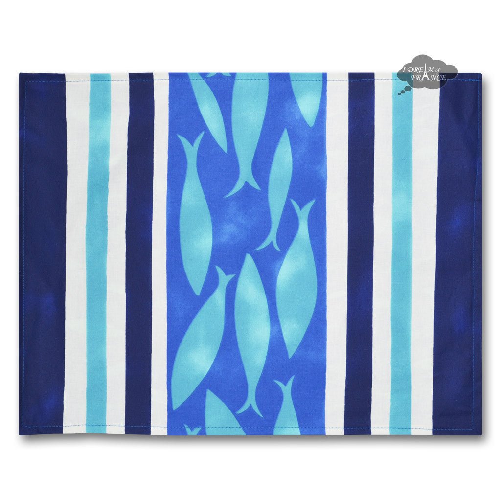 French Provencal placemat - Acrylic coated cotton - Spill - proof - Reversible - Fishy Fish | Le Cluny Placemat La Vie Bien French Provencal placemat - Acrylic coated cotton - Spill - proof - Reversible - Fishy Fish | Le Cluny