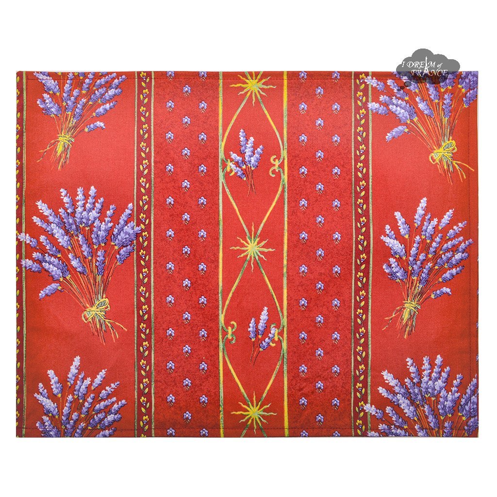 French Provencal placemat - Acrylic coated cotton - Spill - proof - Reversible - Lavender red | Le Cluny Placemat La Vie Bien French Provencal placemat - Acrylic coated cotton - Spill - proof - Reversible - Lavender red | Le Cluny