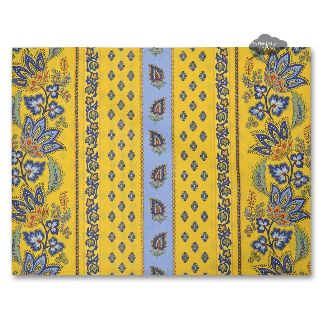 French Provencal placemat - Acrylic coated cotton - Spill - proof - Reversible - Lisa yellow | Le Cluny Placemat La Vie Bien French Provencal placemat - Acrylic coated cotton - Spill - proof - Reversible - Lisa yellow | Le Cluny