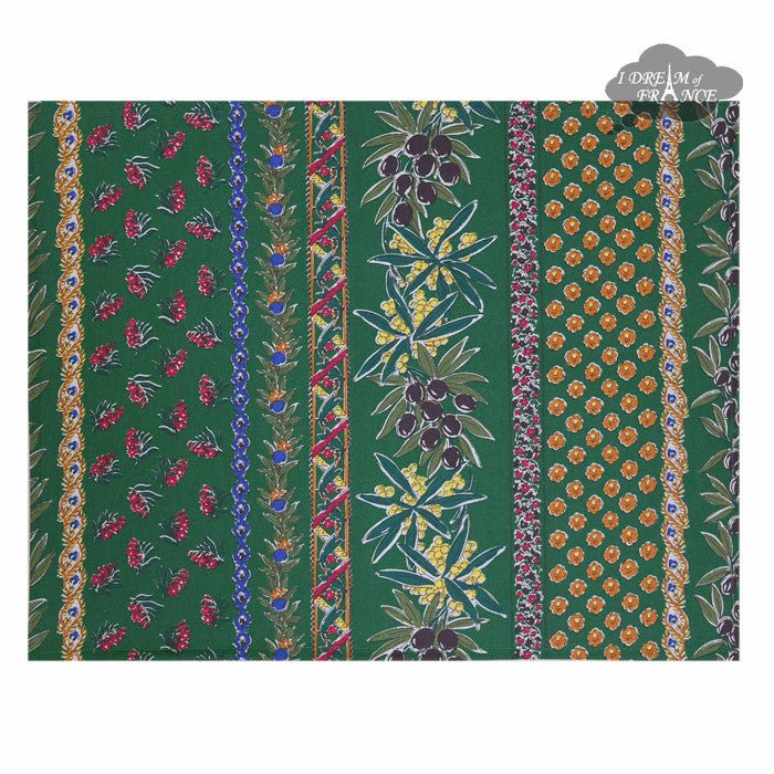 French Provencal placemat - Acrylic coated cotton - Spill - proof - Reversible - Olives green | Le Cluny Placemat La Vie Bien French Provencal placemat - Acrylic coated cotton - Spill - proof - Reversible - Olives green | Le Cluny