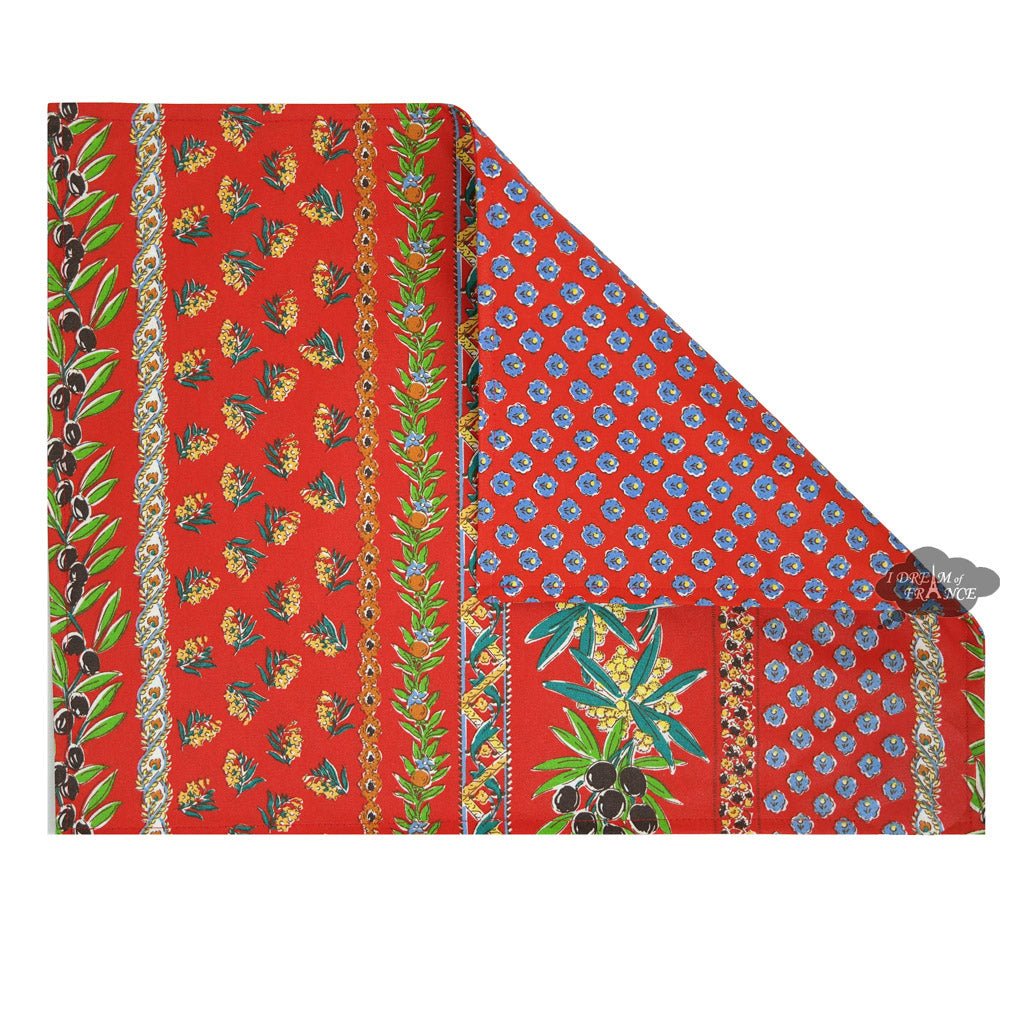 French Provencal placemat - Acrylic coated cotton - Spill - proof - Reversible - Olives red | Le Cluny Placemat La Vie Bien French Provencal placemat - Acrylic coated cotton - Spill - proof - Reversible - Olives red | Le Cluny