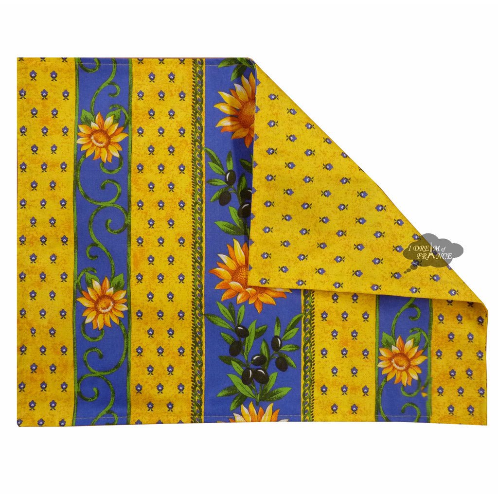 French Provencal placemat - Acrylic coated cotton - Spill - proof - Reversible - Sunflower blue | Le Cluny Placemat La Vie Bien French Provencal placemat - Acrylic coated cotton - Spill - proof - Reversible - Sunflower blue | Le Cluny